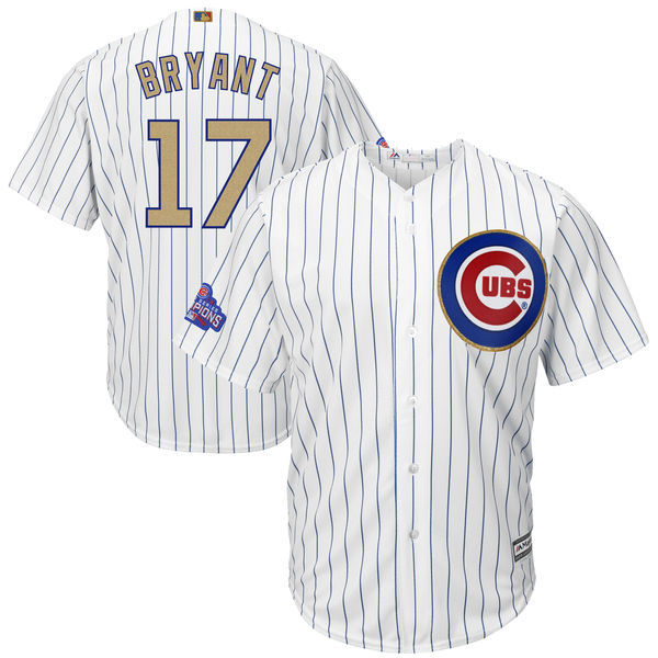2017 MLB Chicago Cubs #17 Bryant CUBS White Gold Program Game Jersey->->MLB Jersey